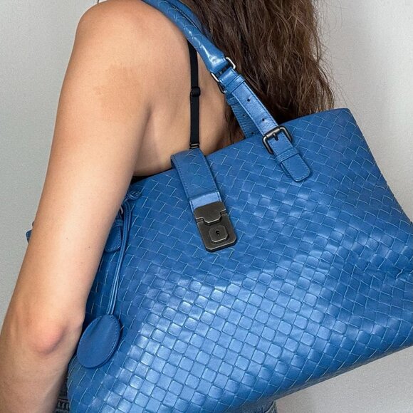 Bottega Veneta Blue Intrecciato Tote - Picture 1 of 5